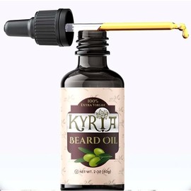 Kyria Greek Extra Virgin Olive Oil - Beard Oil - Beard Care - Imported 100% Pure Cold Pressed Unrefined Beard Moisturizer For Men- Face Moisturizer Reduces Itching, Promotes Beard Growth - 2 FL OZ
