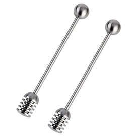 Leadigol 2PCS Honey and Syrup Dippers Cooking Home Stirrer Long Handle Stainless Steel Wand for Honey Pot Jar Containers 6.3 Inch