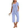 TAOHUADAO Womens Summer 2 Piece Pajama Sets, Short Sleeve Tunic