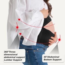 GLIDESMOOTH Pregnancy Belly Band, Breathable Belly Support Brace, Pregnancy Support Belt, Lightweight Abdominal Binder, for Abdomen, Black, XX-Large, 1 Set