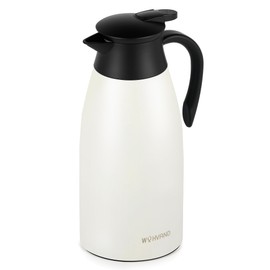 WYHVAND 68 Oz Coffee Carafe Insulated, Stainless Steel Coffee Carafes for Keeping Hot, Dustproof Thermal Carafes for Home Party/Work (Cream,2L)