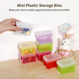 YOFAPA 24 Pcs Mini Plastic Storage Bins, Small Storage Containers with Lids, Stackable Latch Storage Boxes, Colorful Organizer Containers for Crafts, Jewelry, Beads, 8 Colors, 3×2.4×2"