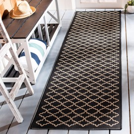 Safavieh Courtyard Collection CY6919-226 Black and Beige Indoor/ Outdoor Runner (2'3" x 8')