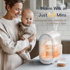Felizbebe Bottle Warmer for Breastmilk, 11-in-1 Double Bottle Warmer Large Touchscreen with Night Light, Detachable for Easy Cleaning & Accurate Temperature Control, Timer, Milk Warmer for Baby