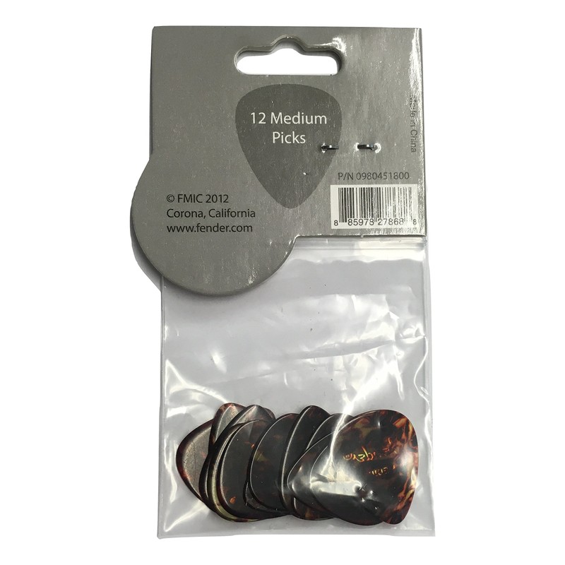 Fender 098-0451-800 451 Shape Picks, 12 Count, Shell, Medium
