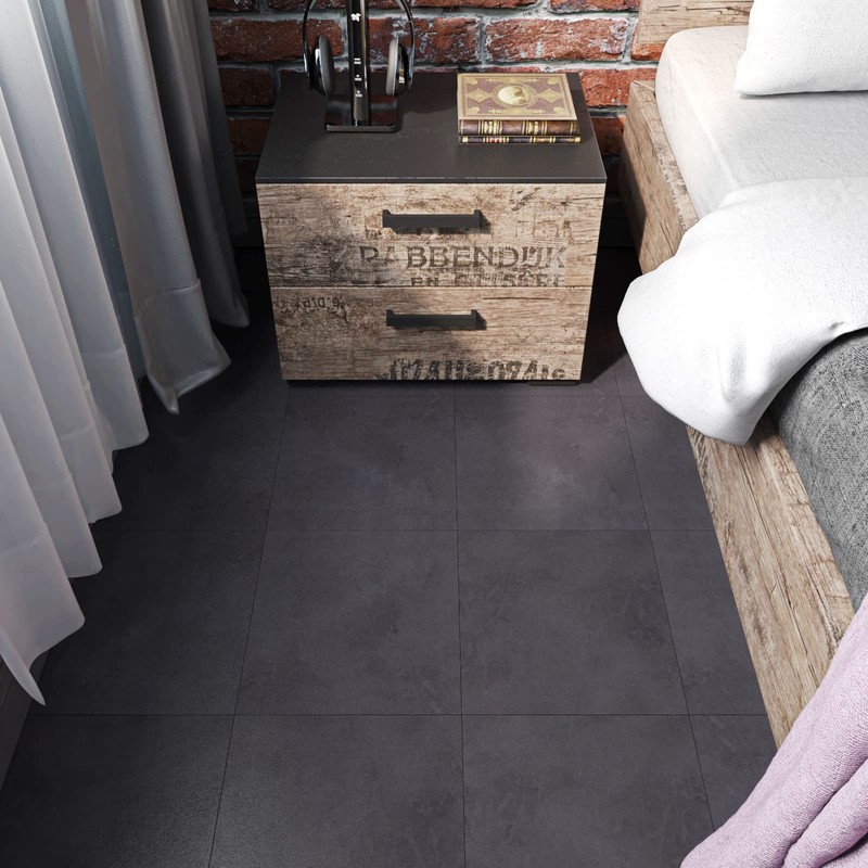 FunStick 15 Pcs Charcoal Grey Peel and Stick Floor Tile