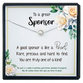 Be Wished Sponsor Gifts for Women, 925 Sterling Silver White Pearl Necklace with Meaningful Message, Ready To Gift