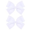 4in White Ruffled Ribbon Hair Bows Alligator Clips Hair Barrettes