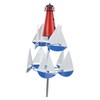 Summer Lighthouse Sailboat Windmills 360 Degree Rotation Weathervane Metal Windmill