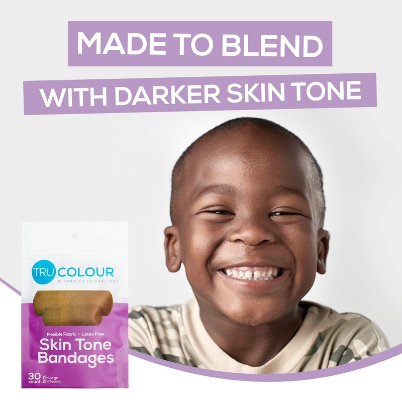 Tru-Colour Skin Tone Shade Fabric Bandages, Resealable Bag (30 Count)