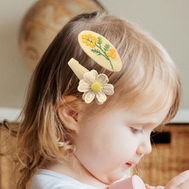 Kenjudess 2pcs Girls Hair Clips Fabric Flower Hair Barrettes Cute Lace Bow Hair Clips No Slip Wrapped Snap Hairpins Baby Hair Accessories for Teens Girls (Style 14)