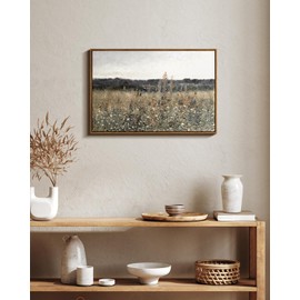 InSimSea Framed Canvas Wall Art Vintage Decor, Large Wall Art, Meadow with Flowers Landscape Wall Art Prints Decor, Modern Farmhouse Decor, Cottagecore Bedroom Bathroom Office Decor, 20"x30"