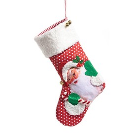 RAZ Imports Retro Santa Stocking, 19-Inch, Red with White Polka Dots and Green Accents, Soft Faux Fur Cuff