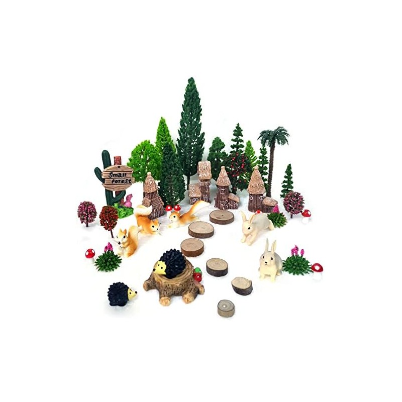 OrgMemory 42pcs Animal Trees, Mini Garden Accessories, Garden Fairy Figurines,