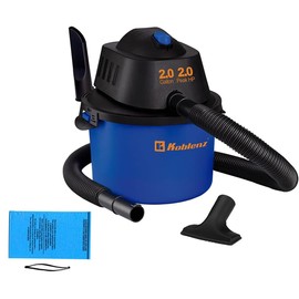Koblenz WD-2L Portable Wet Dry Vacuum, 2-Gallon 2 PHP Suction Plus Blower Vacuum Cleaner for Liquids, Dust, Pet Hairs, 10' Reach, Ideal for Home, Car, Garage, Shop, Accessories Included, Blue/Black