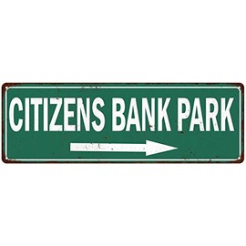 Citizens Bank Park Sign Baseball Decoration Vintage Ballpark Decor Tin Signs Wall Art Plaque Sports Gift 6 x 18 High Gloss Metal 206180073016