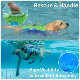 PETDSH Dog Life Jacket Large, High Flotation Dog Life Vest for Swimming Boating, Reflective Puppy Lifejacket with Superior Buoyancy and Rescue Handle, Adjustable Safety Dogs Floating Vests