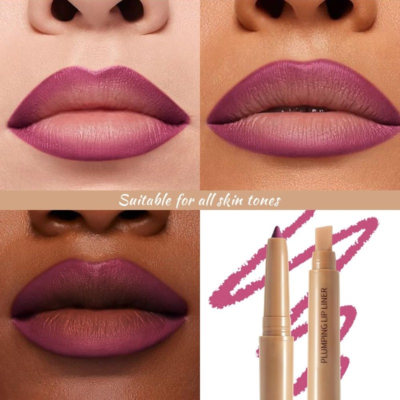 JUAAZIN Medium Violet Red Matte Lip Liner Pencil, Plump Lip