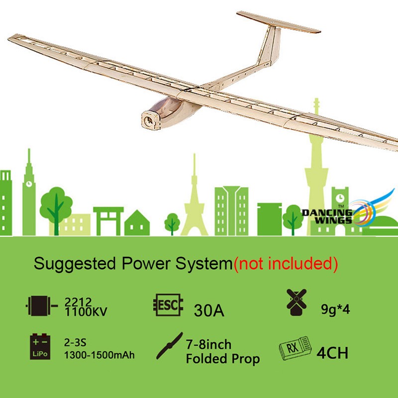 F1501 Balsa Airplane Glider 1550mm Wingspan Easy to Control Wood