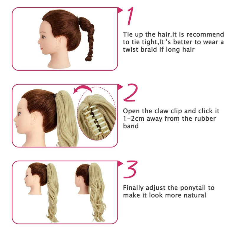 OMGREAT Ponytail Extension 18" Long Straight Curly Claw Ponytail Hair