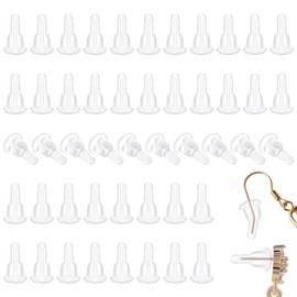 50Pcs Silicone Earring Backs Earring Backs Rubber Full Cover Plastic Earring Backs Pierced Earring Backs for Posts Soft Clear Earring Backs for Hook Earrings for Dust-Proof Hypoallergenic Stoppers
