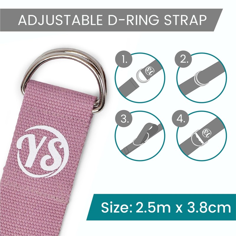 Yoga Studio Yoga Strap, 2.5m (8.2ft) Extra Long Durable Organic