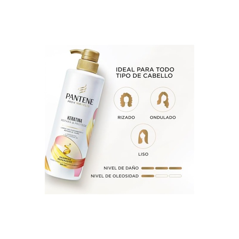 Pantene Shampoo sin sal' cabello seco Keratina con Pro Vitamina