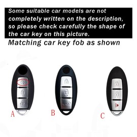 TECART Key Fob Case Protection Shell Accessories Fit for Nissan Armada Frontier Pathfinder Juke Leaf Murano Quest Rogue, Tape C-3 Button-Black, Tape C-3 Button-Black