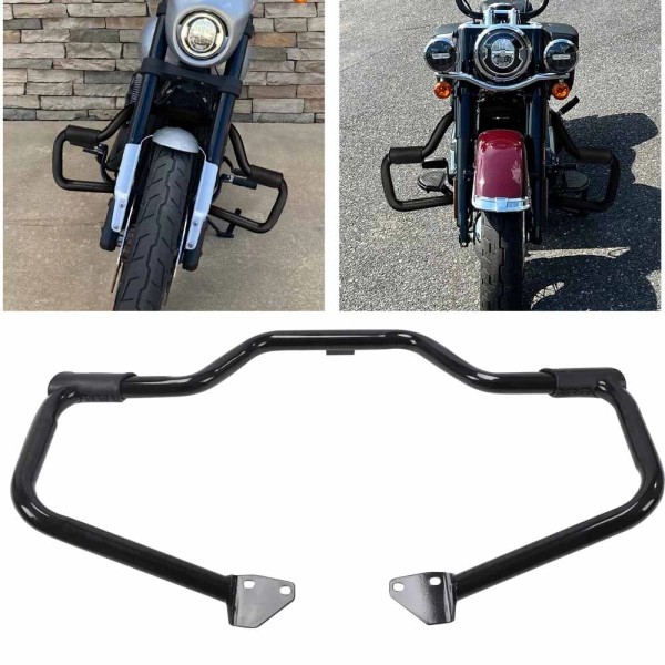 Unbranded Black Mustache Engine Guard Crash Bar For Harley Dyna