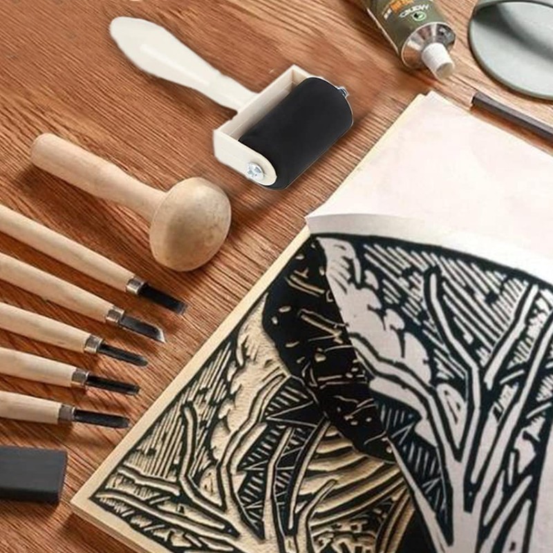 3 Pcs Rubber Brayer Rollers Ink Applicator Printmaking Art Craft