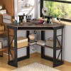 VECELO Corner Home Office Desk Table w/Charging Port Keyboard Tray
