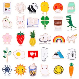 30 Pieces Cute Enamel Backpack Pins, Funny Enamel Brooch Bulk Set, Cartoon Enamel Lapel Pins, Kawaii Button Pins for Backpacks Bags Hats Clothes Decoration