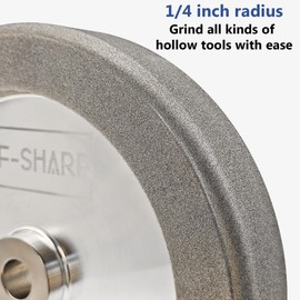 4 in 1 Plus CBN Grinding Wheel 8 inch, 1.5" Wide, 5/8" Arbor, 1/4" Radius for Sharpening Woodturning Tools、HSS Tools (600 Grit)