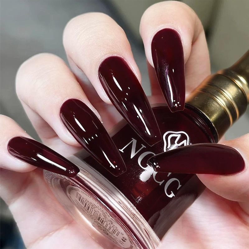 COSMOO 15ml Dark Red Quick Dry Nail Polish, Brown Red