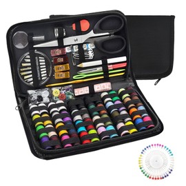 AOT Travel Sewing Kit 128Pcs Sewing Accessories Premium Sewing Supplies with Needles,Assorted Thread,Thimble,Scissors Portable Travel Sewing Set for DIY/Emergency/Beginner