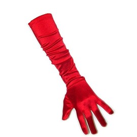 PartyXplosion Women's Gloves Elegant Approx. 48-52 cm Long Satin Gloves Carnival, Red, One Size