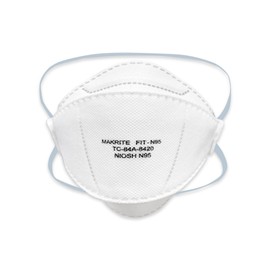 Macrite Industries FIT-N95 Mask, NIOSH Approved, Willow Leaf Shape, Foldable, Loop Head Strap, Individually Packaged (20 per Box)