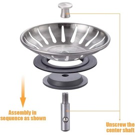 Ibergrif Universal Strainer Basket Stainless Steel (Set of 2) - Sink Plug 80 mm, Drain Plug with 18 Slots, Drain Strainer for Eccentric Operation, Kitchen Sink Strainer Anti-Blocking, Quick Drainage