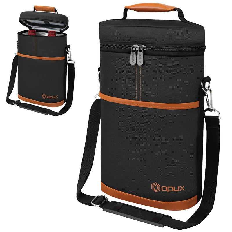 opux 2 Bottle Wine Carrier Tote, Insulated Leakproof Wine Cooler