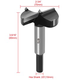 ASNOMY 70mm Forstner Drill Bit, Carbide Tipped Forstner Bit for Hard Wood, Wood Drilling Hole Saw Set Woodworking Hinge Cutter Tool Kits for Wood Plastic Plywood