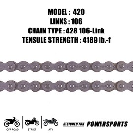 MRELC 420H Motorcycle Chain+ Chain Breaker,106-Link Heavy Duty Drive Chain