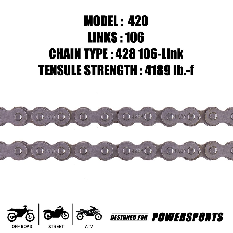 MRELC 420H Motorcycle Chain+ Chain Breaker,106-Link Heavy Duty Drive Chain