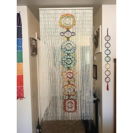 ABeadedCurtain 125 String Chakra Beaded Curtain 38% More Strands Handmade with 4000 Beads (+Hanging Hardware)