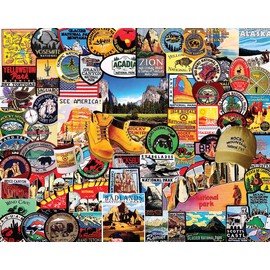 White Mountain Puzzles National Park Badges, 1000 Piece Jigsaw Puzzle