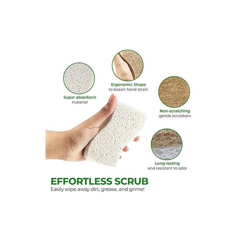 AIRNEX Esponja de Cocina Natural Biodegradable – Esponja de celulosa
