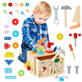 Kids tool set, Wooden tool box, Tool set for toddlers 3-5, Montessori Toy tool set, Toddler tools set, Tools for kids, Toddler tool bench, Kids workbench tools, Stem toys for 3+ year old