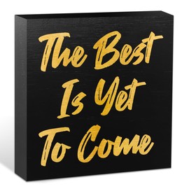 Inspirational Quote Black Wood Box Sign, Inspirational Office Decor Decorative Table Shelf Desk Decor, The Best is Yet to Come Wooden Block Box Sign, Encouragement Gifts for Women Friend Coworker