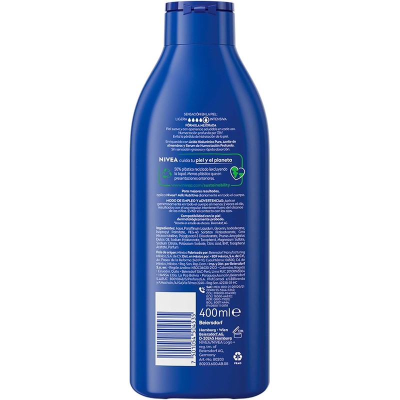 NIVEA Body Crema Corporal Milk Nutritiva para Piel Extraseca, 400
