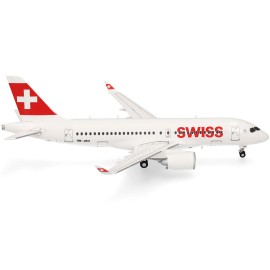 DCD Airbus A220-100 Commercial Aircraft (HB-JBH) 1/200 Diecast Model White Red Tail for Swiss International Air Lines for