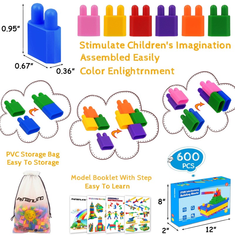 Kids 600pcs Set Building Blocks Construction Toy - Learning Playset